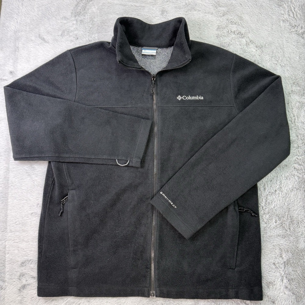 Columbia Jacket Men's Sz L Black Interchange Omni Heat Full Zip Pullover Fleece